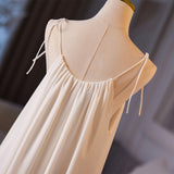 White Loose Tulle Straps Wedding Dress