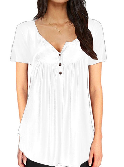 Short-sleeved Loose Pleated T-shirt