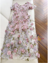 Sexy V-neck Organza Lace Dress