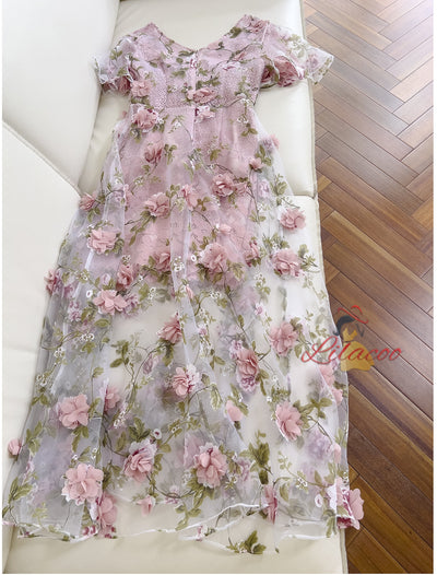 Sexy V-neck Organza Lace Dress