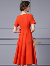 Orange Short Sleeve Mother Of the Brides Dress