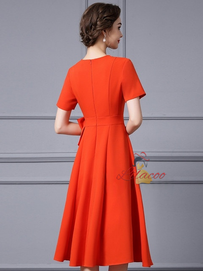 Orange Short Sleeve Mother Of the Brides Dress
