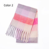 Thick-bearded Four-grid Thick Double-sided Plaid Scarf