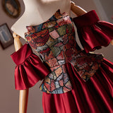 Simple Burgundy Satin Strapless Homecoming Dress
