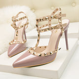 Patent Leather Metal Rivet Roman Sandals