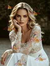 White Mermaid Long Sleeve Lace Wedding Dress