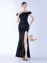 Mermaid Split Off the Shoulder Sequins Prom Dress