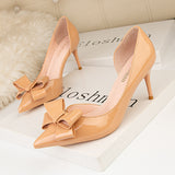Stiletto-heeled Bow Side Hollow Shoes