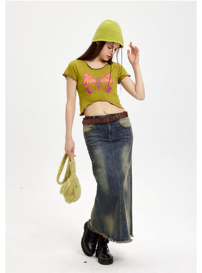 Short Sleeve Slim Butterfly T-shirt Top