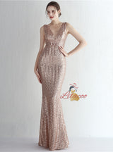 V-neck Mermaid Sequins Prom Dress