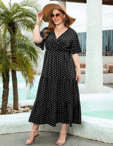 Large Size Polka Dot Leisure Holiday Dress