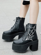 Women's Thick-heeled Thick-soled Cobweb Martin Boots