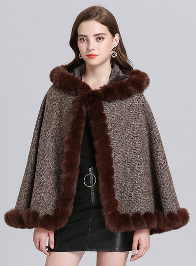 Wool Hooded Knitted Cardigan Shawl