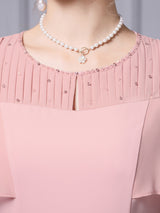 Pink Scoop Neck Beading Mother Of The Bride Dress