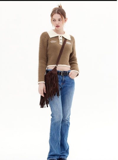 Long Sleeve Lapel Sweater