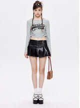 Drawstring Tie Round Neck Letter Long Sleeve T-shirt
