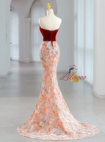 Mermaid Velvet Sequins Prom Dress