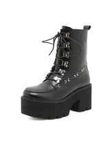 Thick-soled Metal Bottom Lace-up Martin Boots