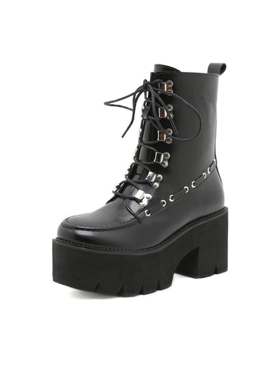 Thick-soled Metal Bottom Lace-up Martin Boots
