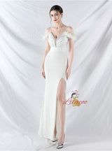 Spaghetti Straps Sequins Split Prom Dress