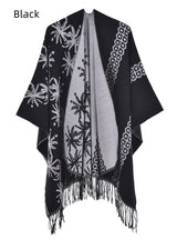 Double Tassels Increase Thick Split Cloak Shawl