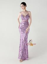 Mermaid Sequins Spaghetti Straps Beading Prom Dress