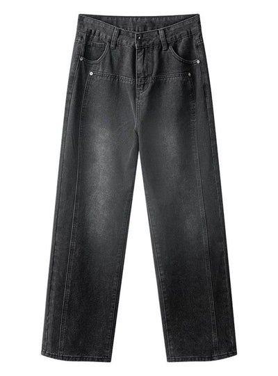 Retro High Waist Straight Slim Jeans