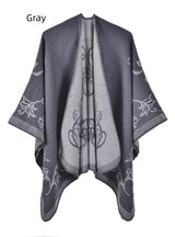 Jacquard Split Warm Padded Shawl