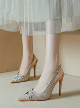 Pointed Hollow Rhinestone Banquet Sandals