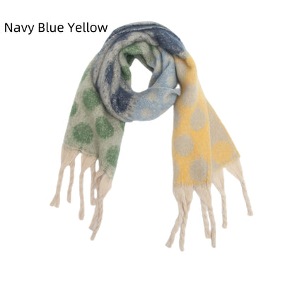 Thickened Thick Tassel Jacquard Large Polka Dot Scarf