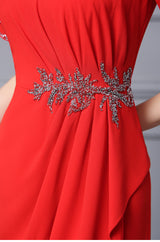 Red Short Sleeve Mother Of The Bride Dress