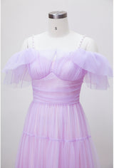 Purple Gauze Sling Tube Top Dress