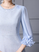 Light Blue Flower Mother Of The Bride Dress