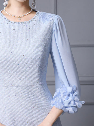 Light Blue Flower Mother Of The Bride Dress