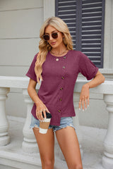 Solid Color Short-sleeved Round Neck T-shirt