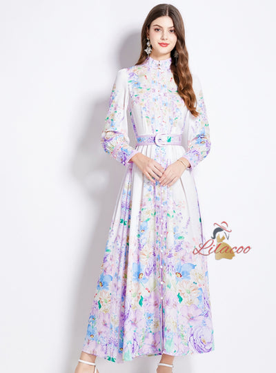 Retro Palace Long Sleeve Printed Dress