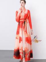 Women Fold Loose Large Print Coat