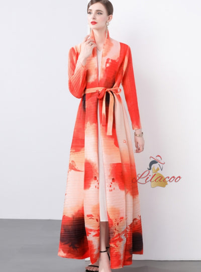 Women Fold Loose Large Print Coat