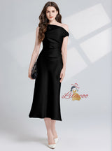 Folding One Shoulder Slim Dress