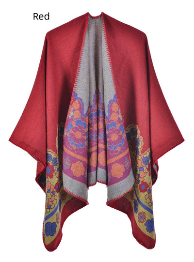Pastoral Cashmere-like Jacquard Knitted Cloak