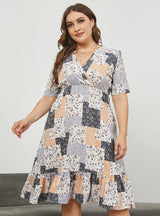 V-neck Slim Short-sleeved Dress