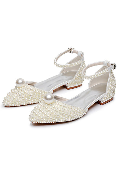 Leisure Pointy Pearl Buckle Bridal Shoes