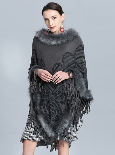 Cashmere-like Pullover Cloak Shawl Coat