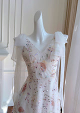 White V-neck V-neck Sequins Prom Dress