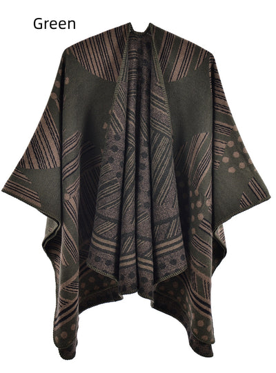 Retro Cashmere-like Padded Warm Knitted Cloak Scarf