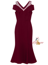 Burgundy V-neck Beading Mother Of The Bride Dress