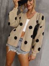 Autumn and Winter Polka-dot Cardigan Knitted Coat