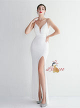 Sequins Spaghetti Straps Backless Beading Prom Dress