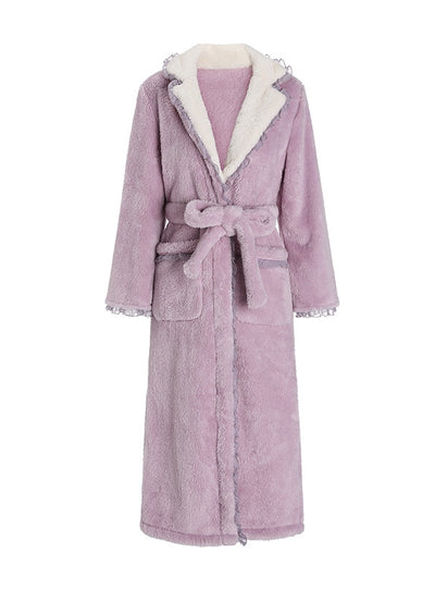 Flannel Lace Up Thick Warm Bathrobe
