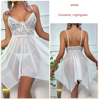 Sexy Mesh Perspective Lace Dress Pajamas